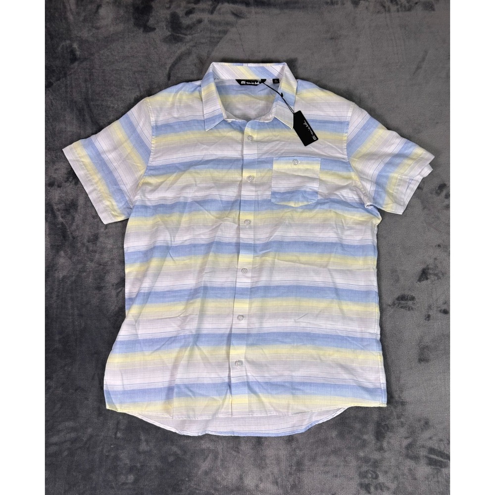 TravisMathew Button Up Shirt XXL‎ Striped Short Sleeve Casual Golf NWT
